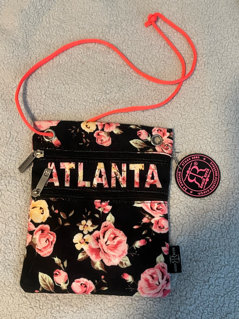 'Robin Ruth Atlanta' Floral Crossbody Bag in Black and Pink